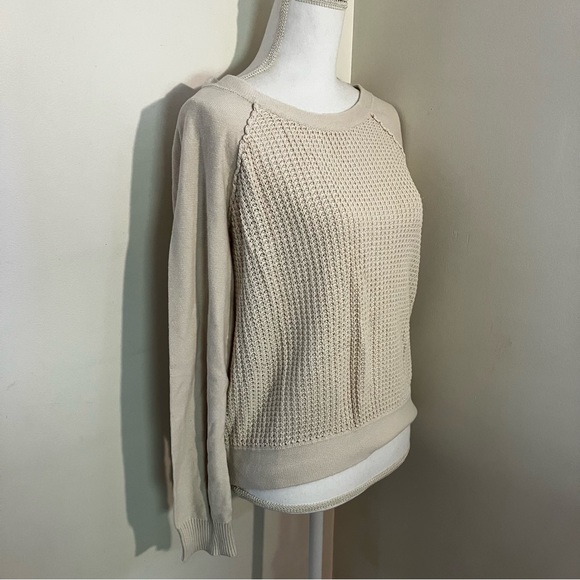 5/$20 MUDD cream/tan 100% cotton knit sweater L - Picture 2 of 9